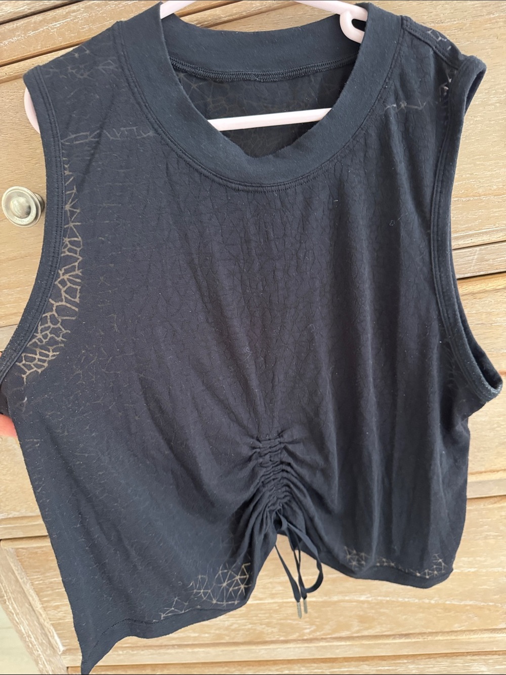 lululemon athletica Black Sleeveless Ruched Crop Tank